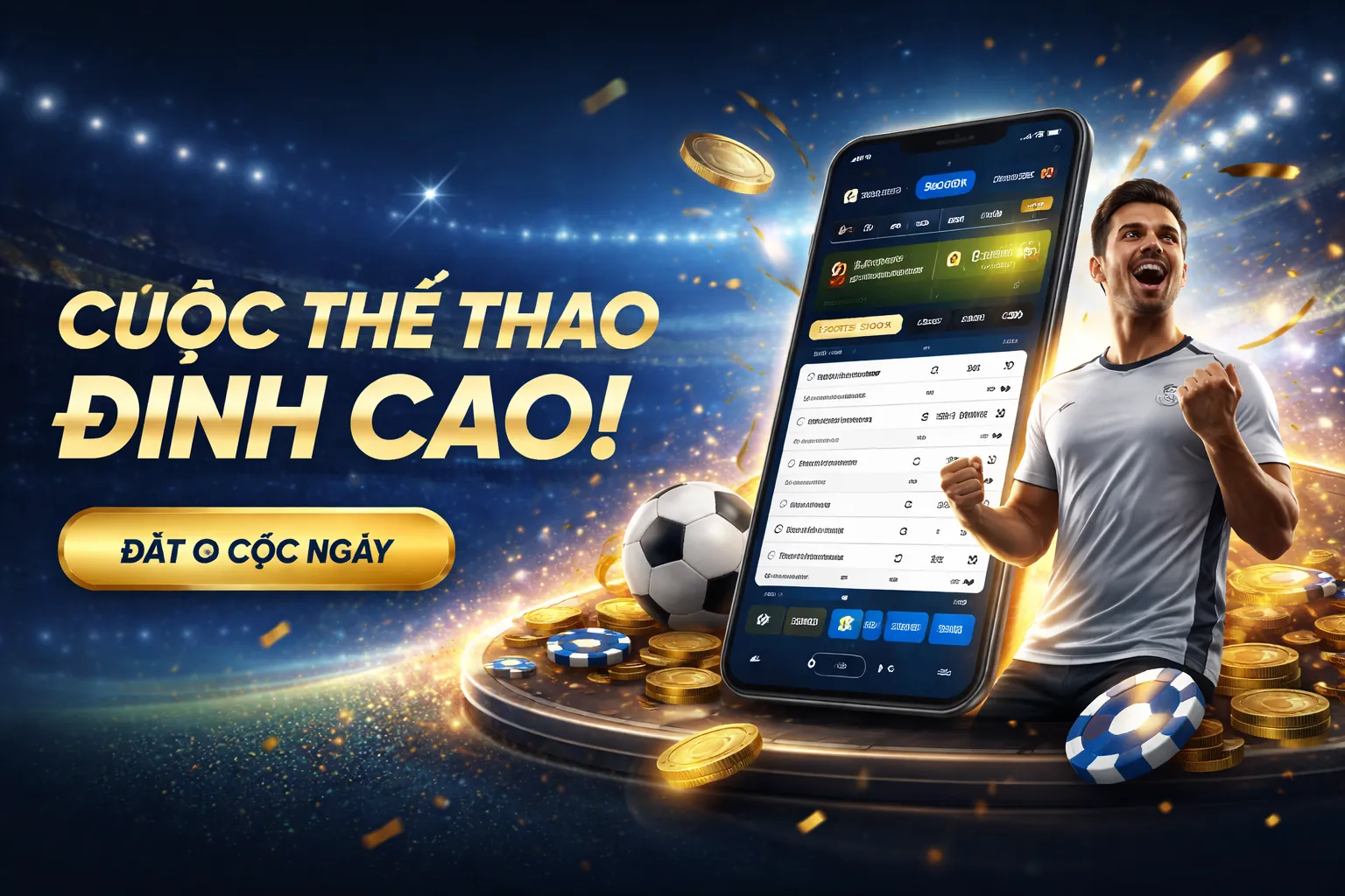 Sân vận động bóng đá sôi động, biểu tượng cá cược thể thao 789vn